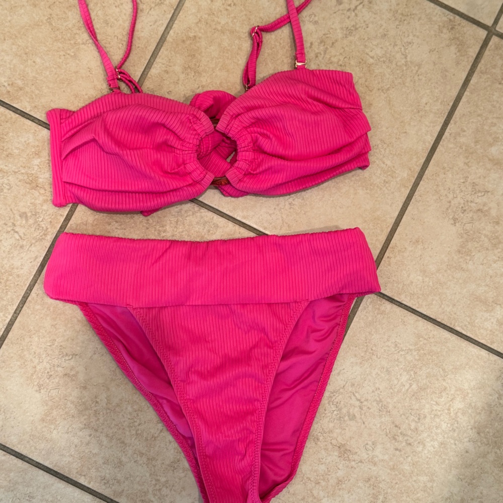 Pink highwaisted bathing suit